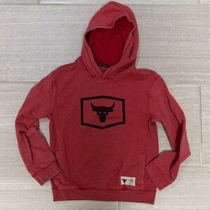 Under Armour Kids Red Hoodie with Bull Emblem